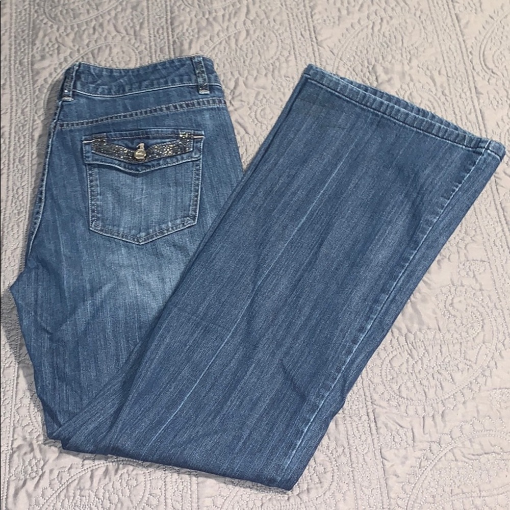 White House Black Market Boot Cut Jeans w/ gems